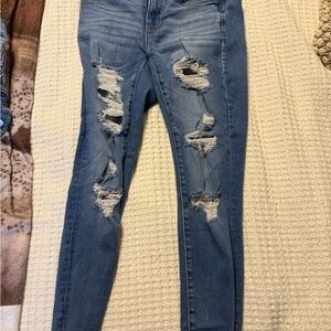 Women's Distressed Blue Jeans